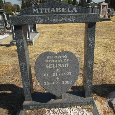 MTHABELA Selinah 1922-2002