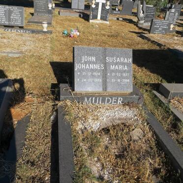 MULDER John Johannes 1924-1989 &amp; Susarah Maria 1927-2004