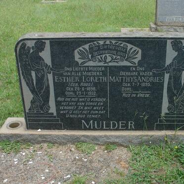 MULDER Matthys Andries 1895- &amp; Esther Loreth ROOS 1898-1952