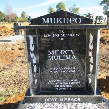 MUKUPO Mercy Mulima 1972-2011
