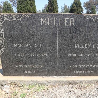 MULLER Willem I.C. 1887-1970 &amp; Martha C.J. 1886-1974