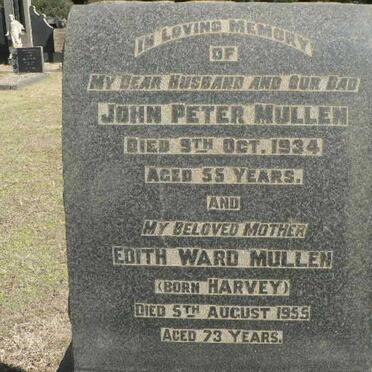 MULLEN John Peter -1934 &amp; Edith Ward HARVEY -1955