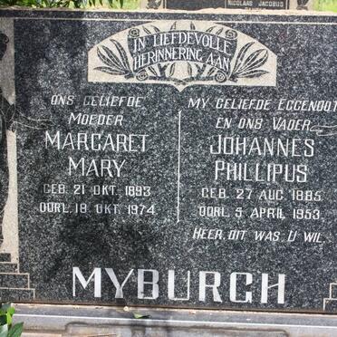 MYBURGH Johannes Phillipus 1885-1953 &amp; Margaret Mary 1893-1974