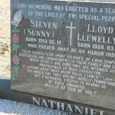 NATHANIEL Steven 1951-1998 :: NATHANIEL Lloyd Llewellyn 1984-1998