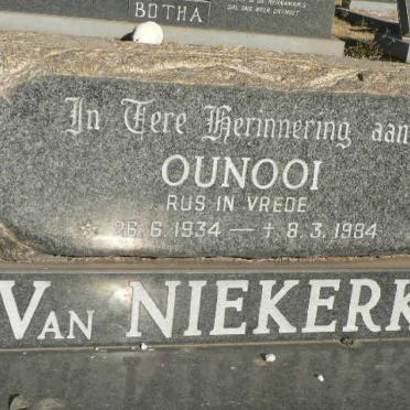 NIEKERK Ounooi, van 1934-1984