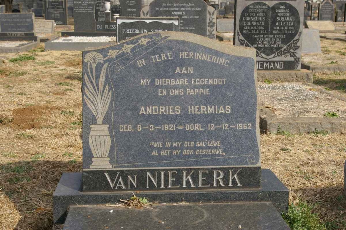 NIEKERK Andries Hermias, van 1921-1962