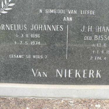NIEKERK Cornelius Johannes, van 1896-1974 &amp; J.H. BISSCHOFF 1918-1995 :: VAN NIEKERK Annatjie 1947-1990