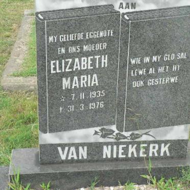 NIEKERK Elizabeth Maria, van 1935-1976