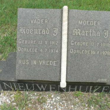 NIEUWENHUIZEN Koenrad J. 1912-1974 &amp; Martha J. 1910-1978