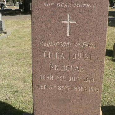 NICHOLAS Gilda Louise 1870-1946