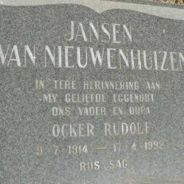 NIEUWENHUIZEN Ocker Rudolf, Jansen van 1914-1992