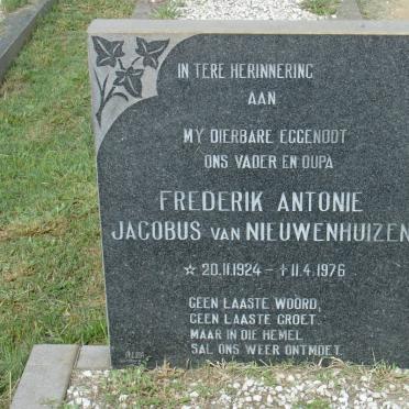 NIEUWENHUIZEN Frederik, Antonie Jacobus, van 1924-1976