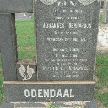 ODENDAAL Mattheus Johannes 1894-1960 :: ODENDAAL Johannes Gerhardus 1918-1955