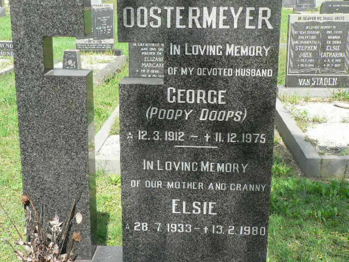 OOSTERMEYER George 1912-1975 &amp; Elsie 1933-1980