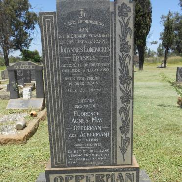 OPPERMAN Johannes Lodewickes Erasmus 1897-1950 &amp; Florence Agnes May 1899-1975 Nee Ackerman