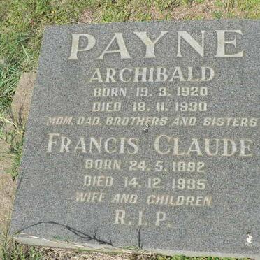 PAYNE Francis Claude 1892-1935 :: PAYNE Archibald 1920-1930