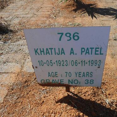 PATEL Khatija A. 1923-1993