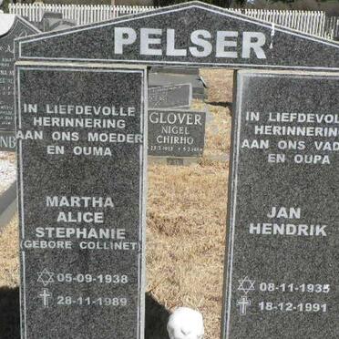 PELSER Jan Hendrik 1935-1991 &amp; Martha Alice Stephanie COLLINET 1938-1989