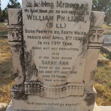 PHILLIPS William -1934 &amp; Sarah Ann -1940