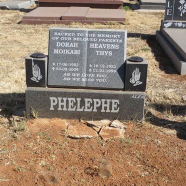 PHELEPHE Heavens Thys 1952-1999 &amp; Dorah Moikabi 1953-2009