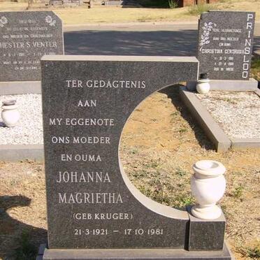 PIETERSE Johanna Magrietha nee KRUGER 1921-1981