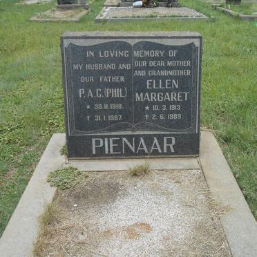 PIENAAR P.A.C. 1918-1967 &amp; Ellen Margaret 1913-1989
