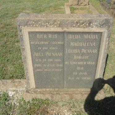 PIENAAR Abel 1865-1946 &amp; Hilda Maria Magdalena Louisa -1953