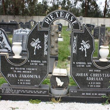 PIETERSE Johan Christiaan Adriaan 1929-2010 &amp; Pina Jakomina 1932-1993