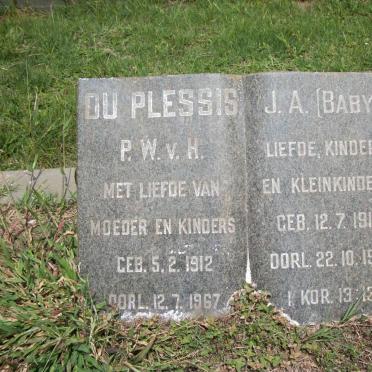 PLESSIS P.W.v.H., du 1912-1967 &amp; J.A. 1917-1991