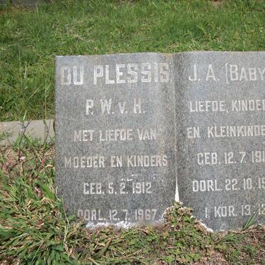 PLESSIS P.W.v.H., du 1912-1967 &amp; J.A. 1917-1991