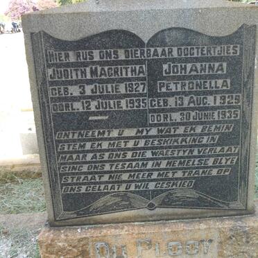 PLOOY Judith Magritha, du 1927-1935 :: DU PLOOY Johanna Petronella 1929-1935