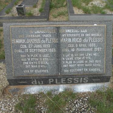 PLESSIS Hendrik Jakobus, du 1893-1959 &amp; Maria Hugo 1888-1957