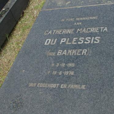 PLESSIS Catherina Magrieta, du nee BAKKER 1919-1976