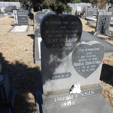 PLESSIS Gert Hendrik, du 1929-1988 &amp; Maria Christina 1938-1999