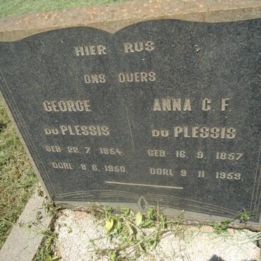 PLESSIS George, du 1864-1950 &amp; Anna C.F.1857-1953