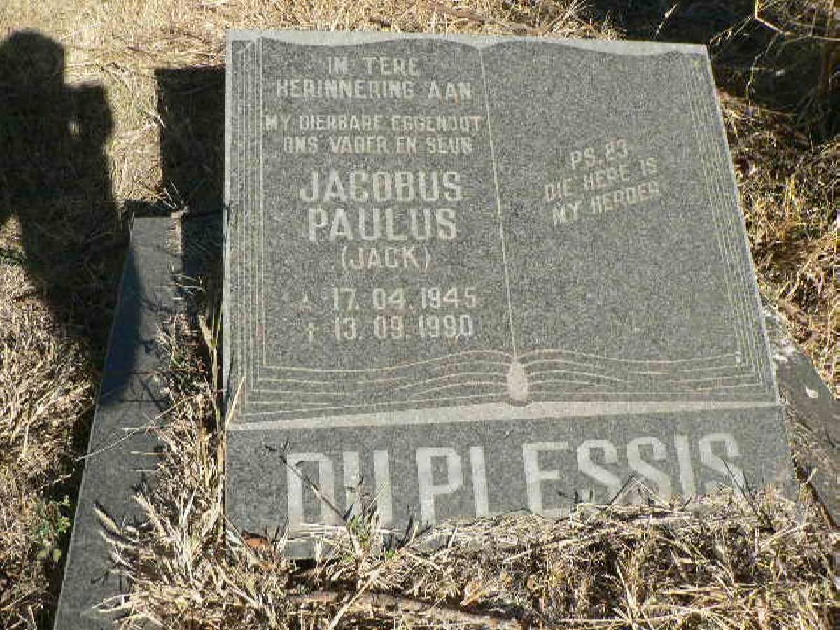 PLESSIS Jacobus Paulus, du 1945-1990