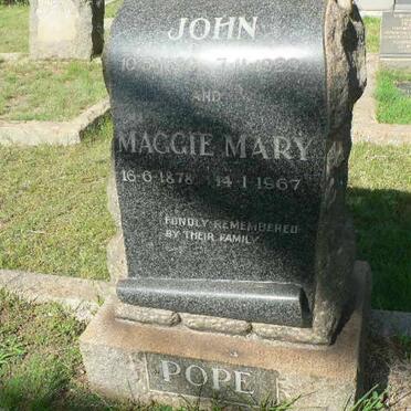 POPE John 1880-1929 &amp; Maggie Mary 1878-1967