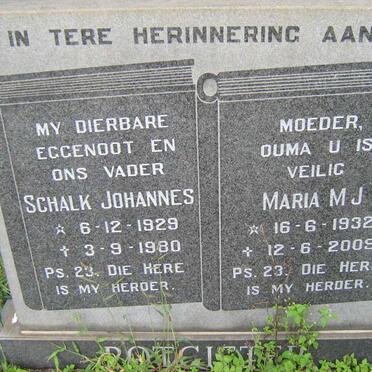 POTGIETER Schalk Johannes 1929-1980 &amp; Maria M.J. 1932-2009