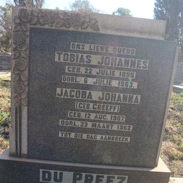 PREEZ Tobias Johannes, du 1895-1983 & Jacoba Johanna GREEFF 1907-1962