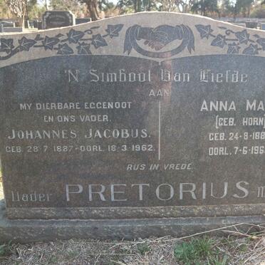 PRETORIUS Johannes Jacobus 1887-1962 & Anna Maria HORN 1888-1968