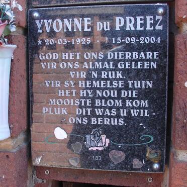 PREEZ Yvonne, du 1925-2004