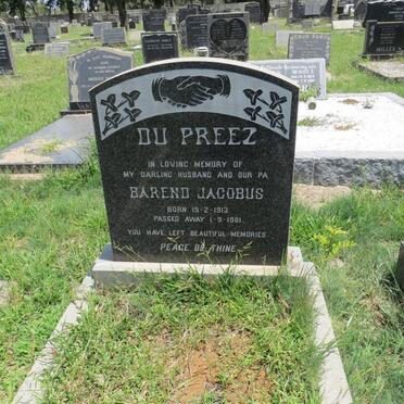 PREEZ Barend Jacobus, du 1913-1981