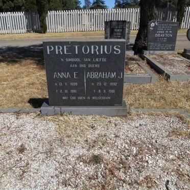 PRETORIUS Abraham J. 1892-1981 &amp; Anna E. 1899-1981