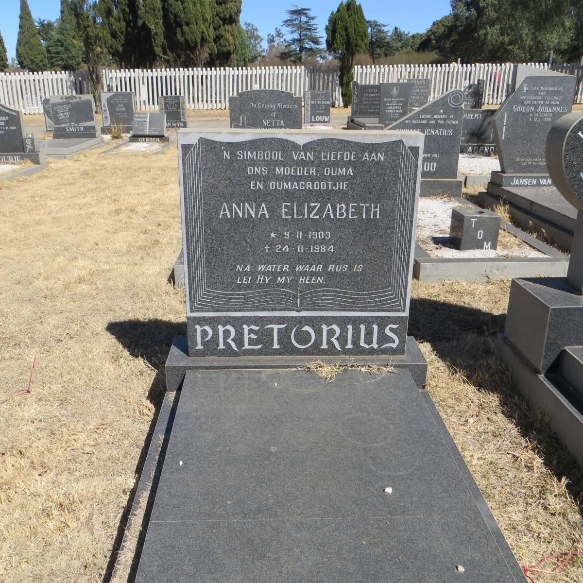 PRETORIUS Anna Elizabeth 1903-1984