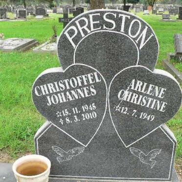 PRESTON Christoffel Johannes 1945-2010 &amp; Arlene Christine 1949-