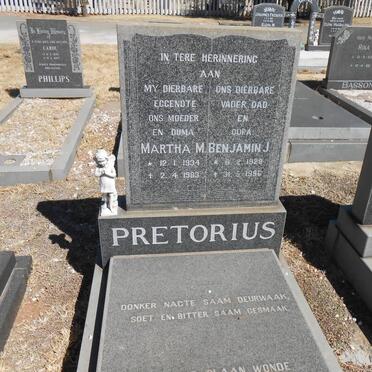 PRETORIUS Benjamin J. 1929-1996 &amp; Martha M. 1934-1983