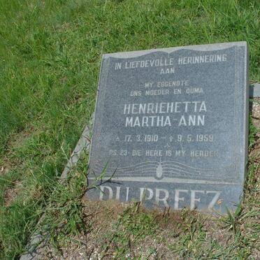 PREEZ Henriehetta Martha Ann, du 1910-1959