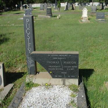 PUGSLEY Thomas -1921 &amp; Marion -1971