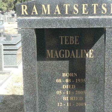 RAMATSETSE Tebe Magdaline 1935-2005