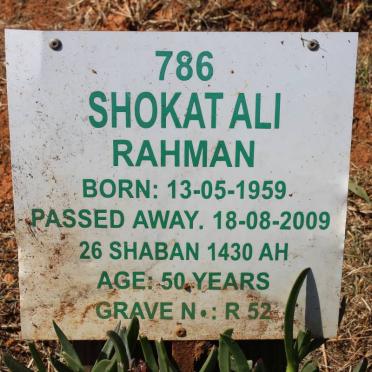 RAHMAN Shokat Ali 1959-2009